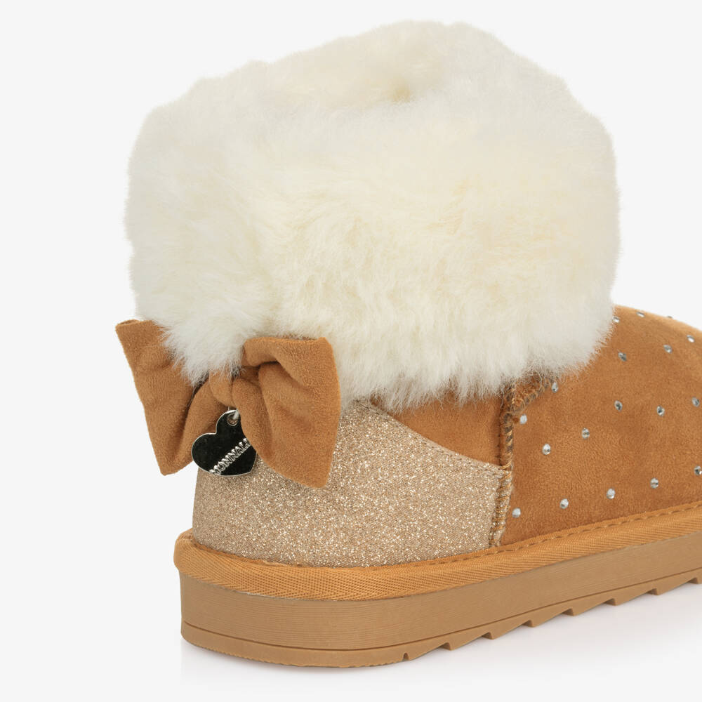 Monnalisa-Girls Cozy Brown Suede Boots | Childrensalon Outlet