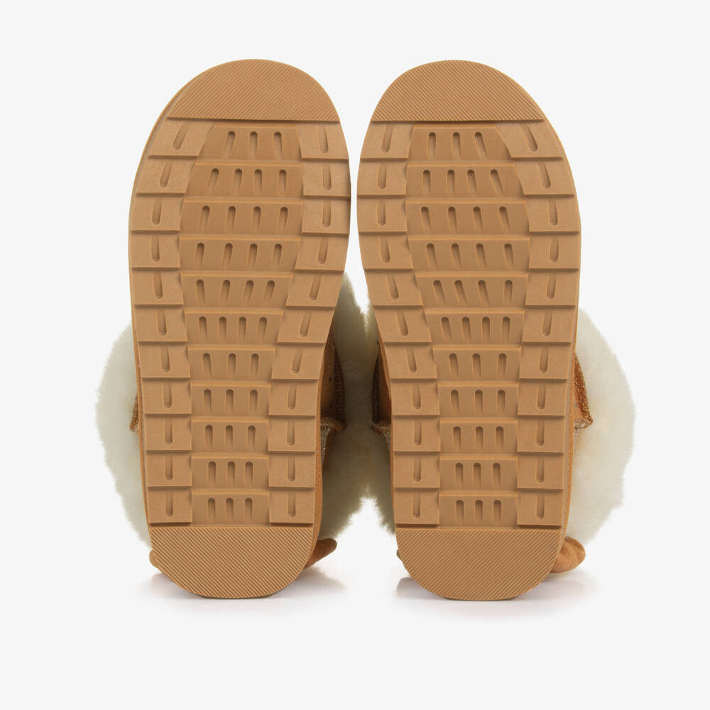 Monnalisa-Girls Cozy Brown Suede Boots | Childrensalon Outlet