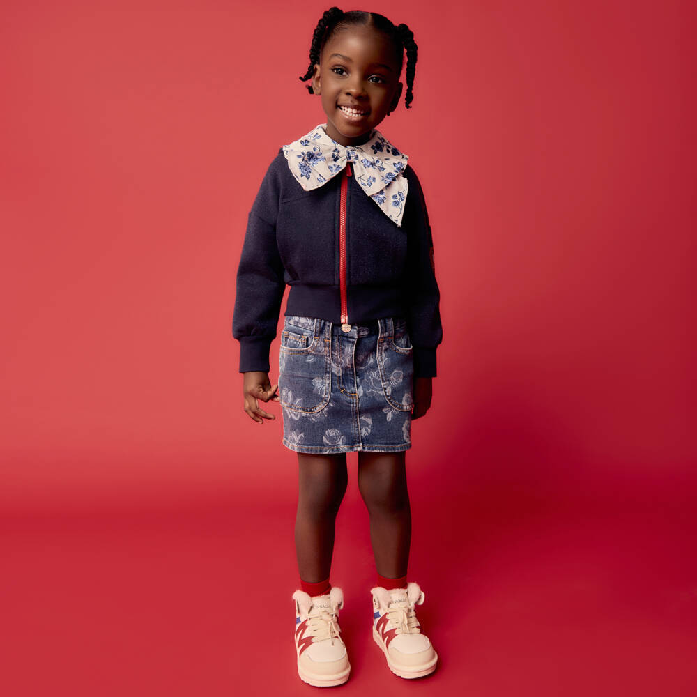 Monnalisa-Уютный синий красный топ на молнии для девочек | Childrensalon Outlet