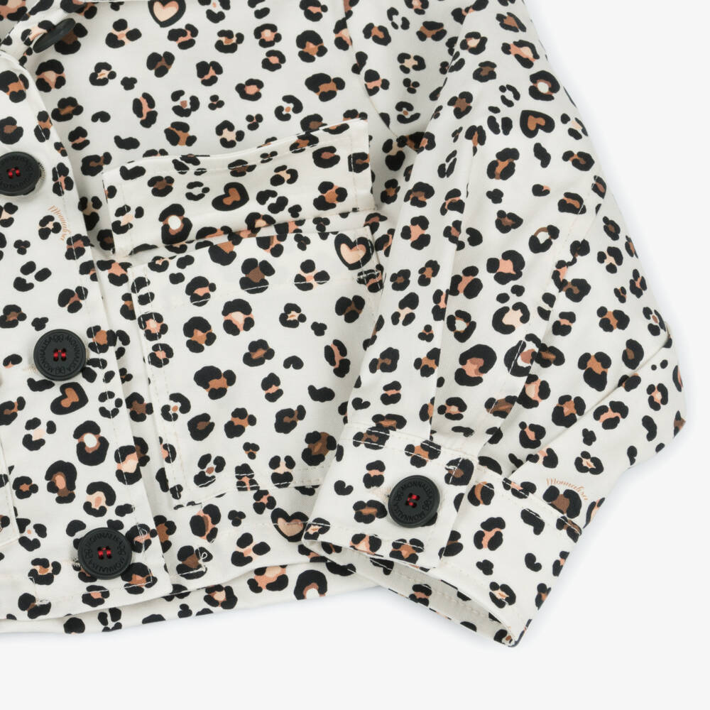 Monnalisa-Girls Cream Leopard Cotton Jacket | Childrensalon Outlet