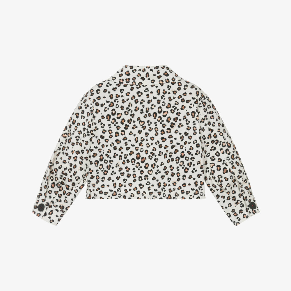 Monnalisa-Girls Cream Leopard Cotton Jacket | Childrensalon Outlet