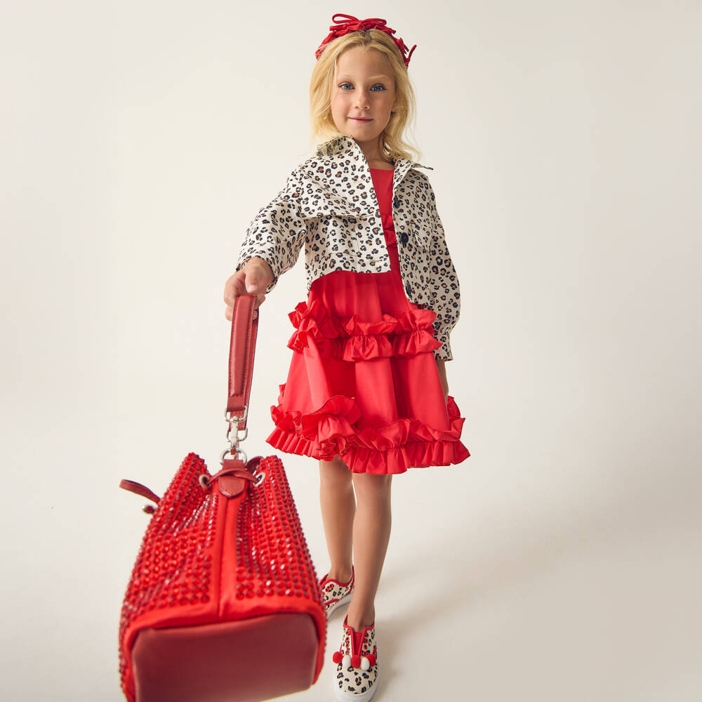 Monnalisa-Girls Cream Leopard Cotton Jacket | Childrensalon Outlet