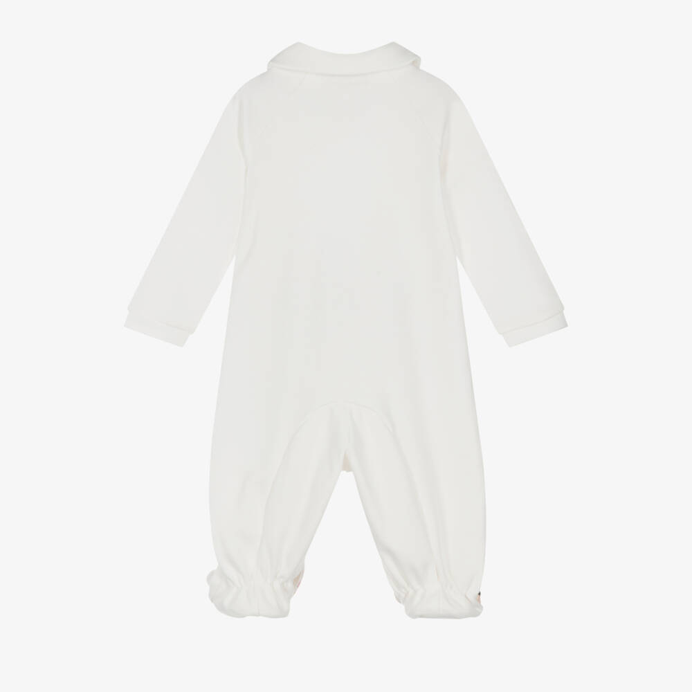 Monnalisa-Girls Cream Teddy Cotton Sleepsuit | Childrensalon Outlet