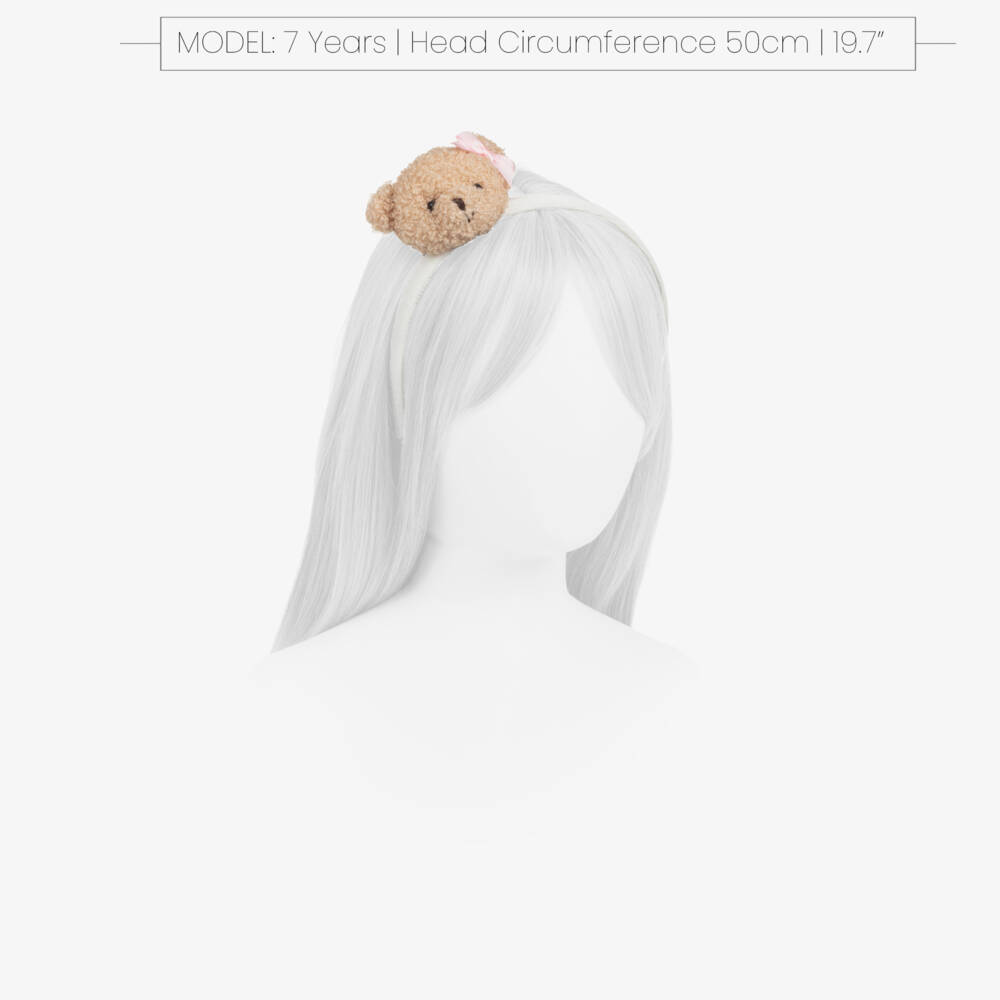 Monnalisa-Girls Cream Velvet Bear Headband | Childrensalon Outlet
