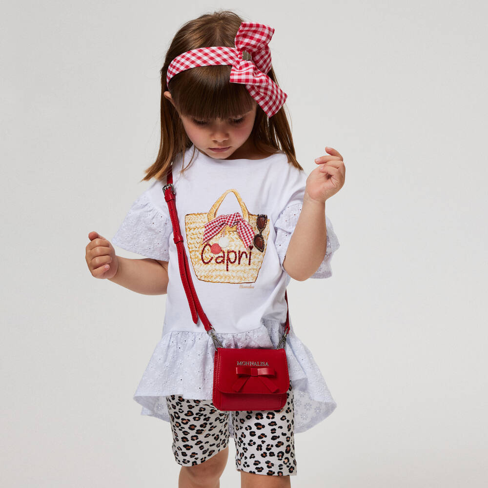 Monnalisa-شورت بناتي قطني بلون كريمي بطبعة سفاري | Childrensalon Outlet