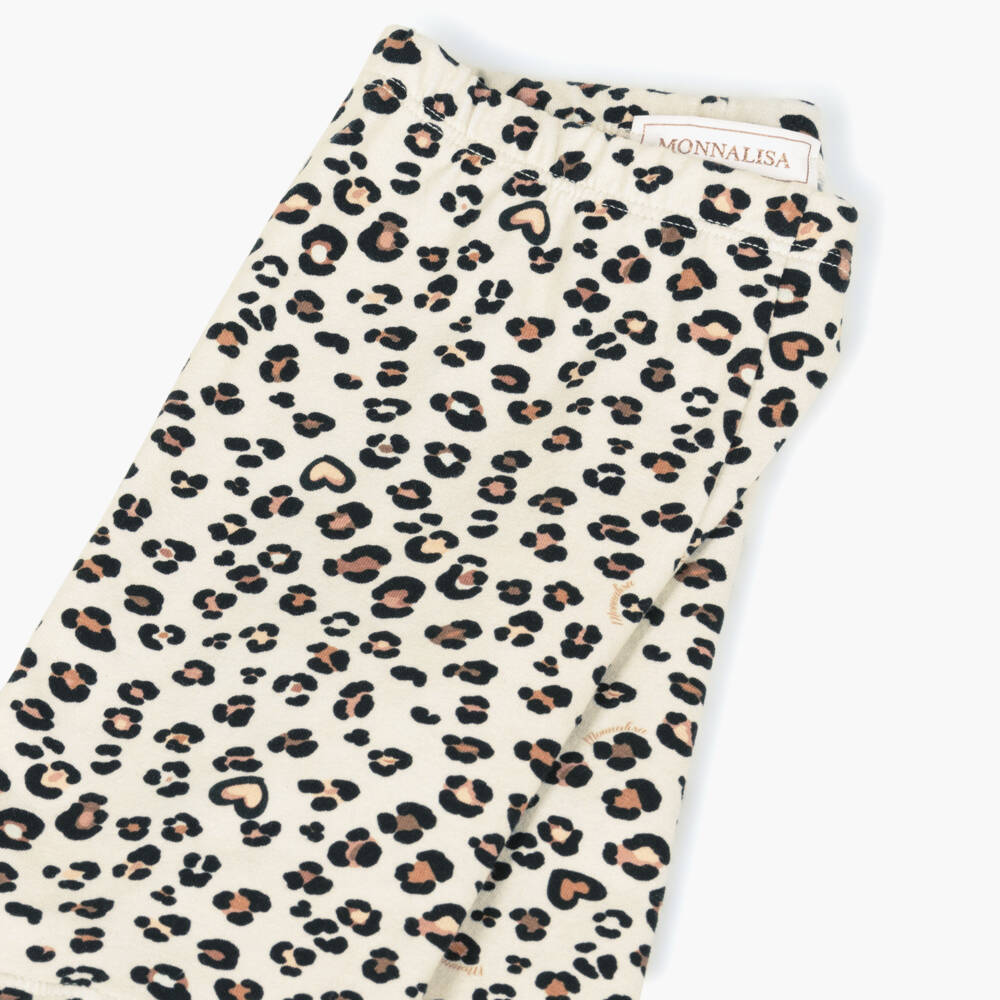 Monnalisa-شورت بناتي قطني بلون كريمي بطبعة سفاري | Childrensalon Outlet