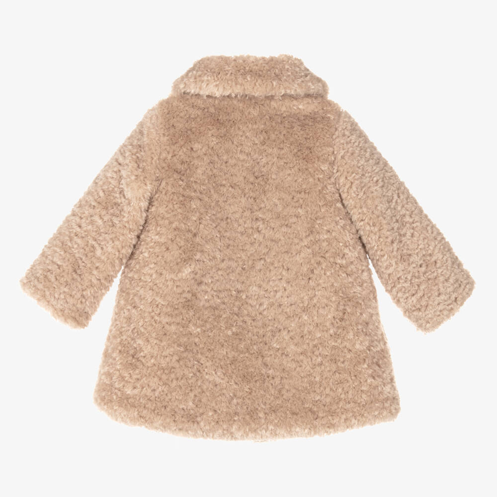 Monnalisa-Girls Creamy Fleece Overcoat | Childrensalon Outlet