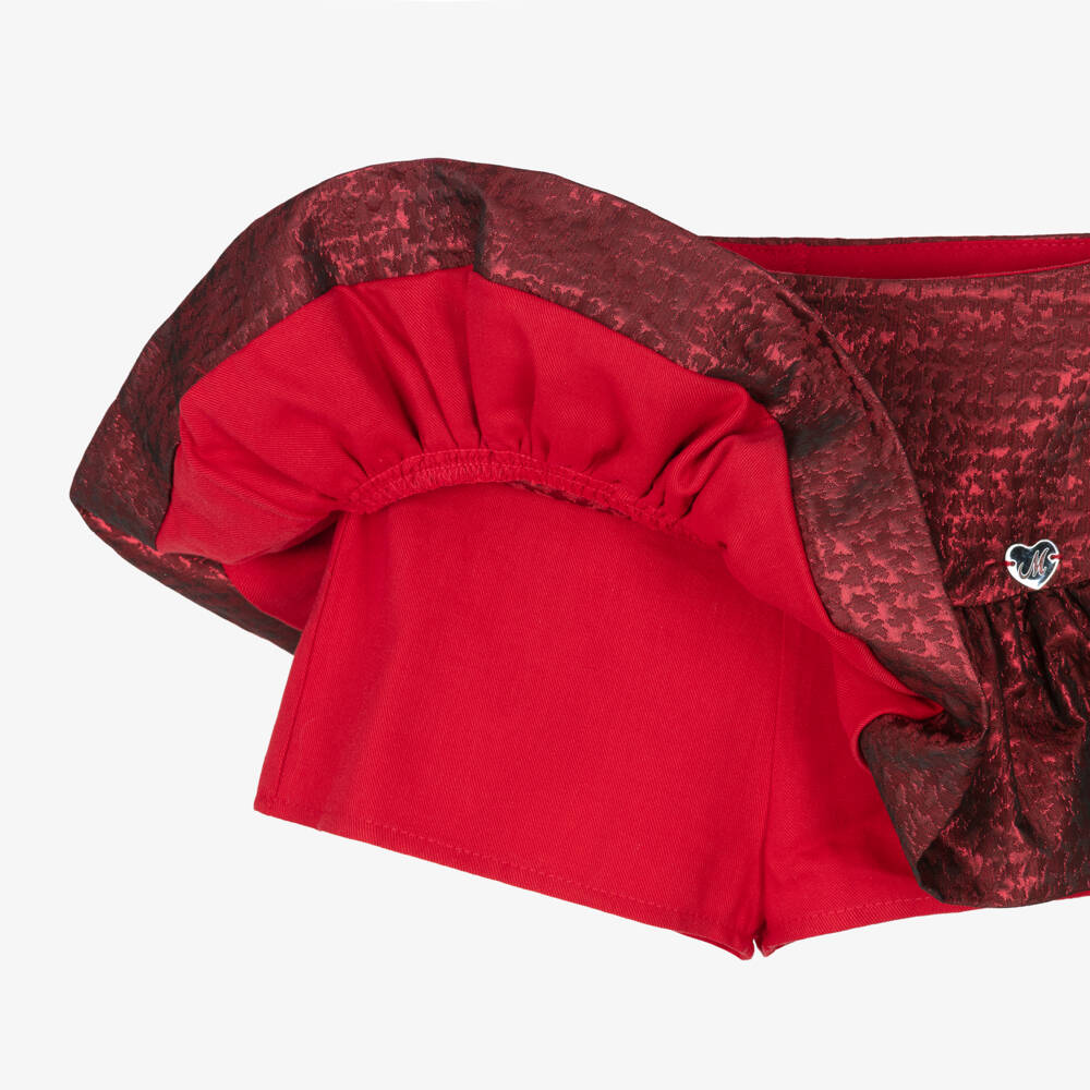 Monnalisa-Girls Crimson Satin Patterned Skirt | Childrensalon Outlet