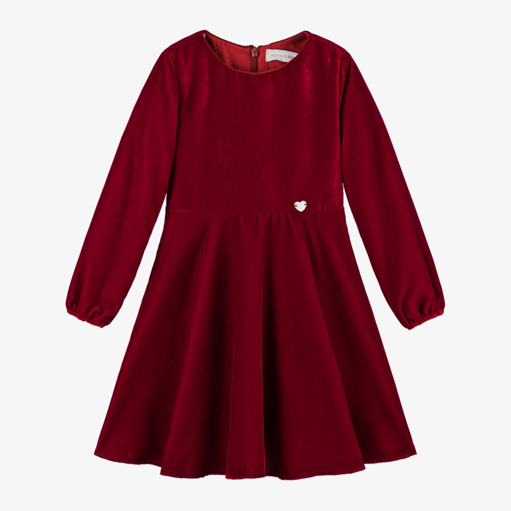 Monnalisa-فستان مخمل لون أحمر | Childrensalon Outlet