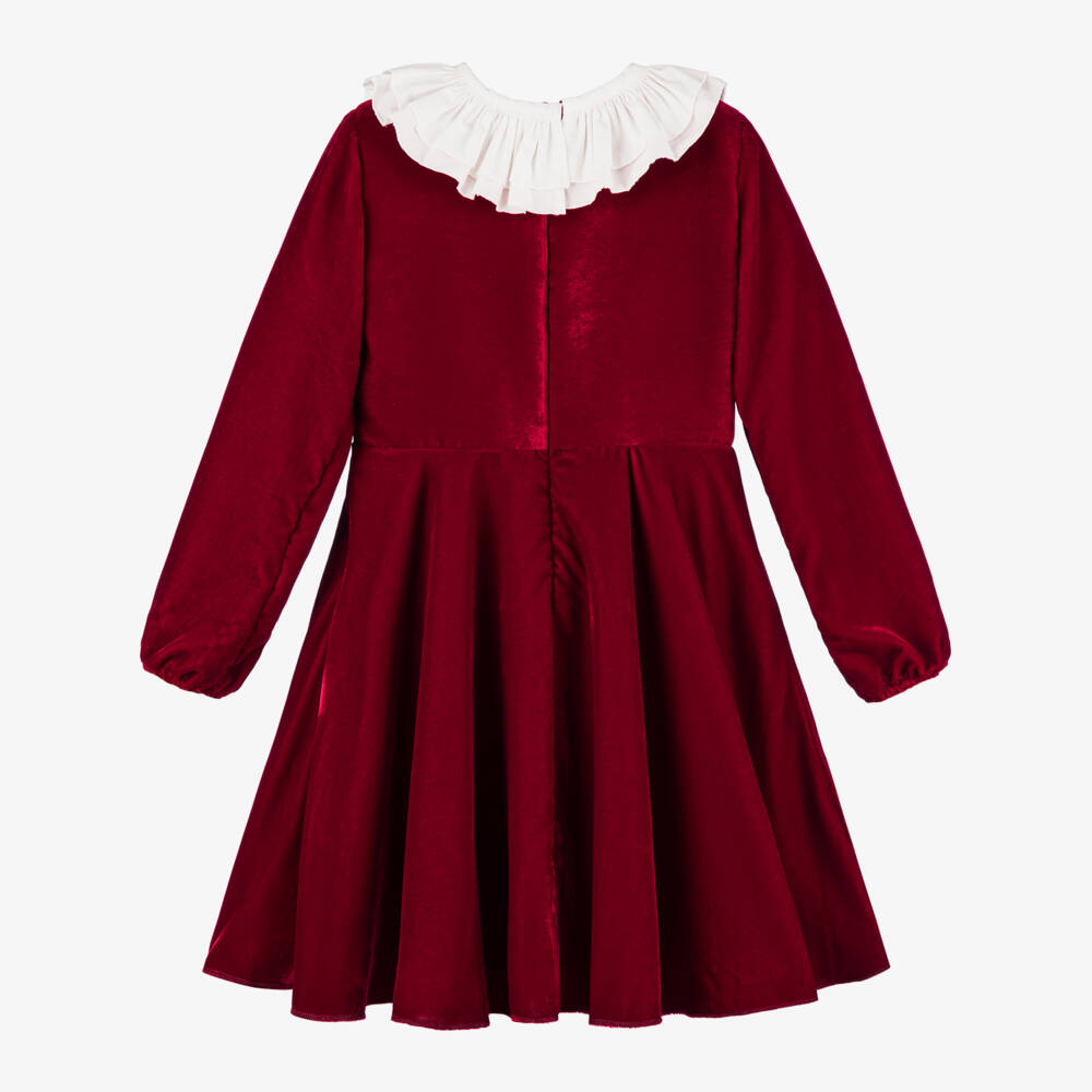 Monnalisa-فستان مخمل لون أحمر | Childrensalon Outlet
