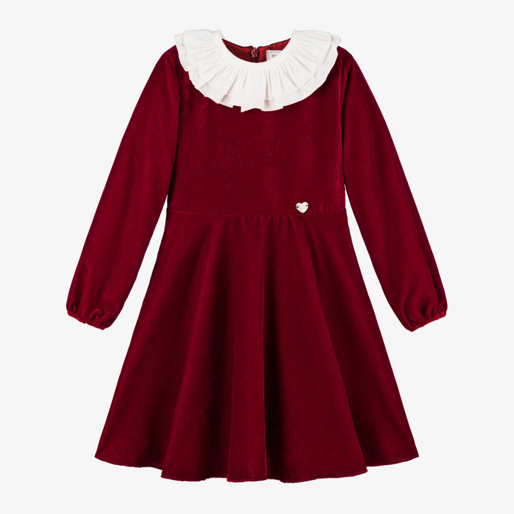 Monnalisa-Girls Crimson Velvet Frock | Childrensalon Outlet