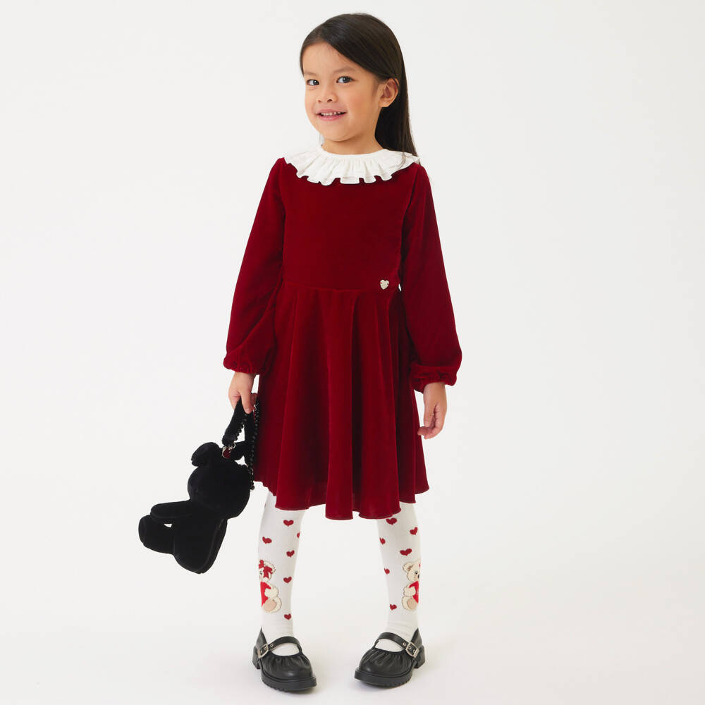 Monnalisa-فستان مخمل لون أحمر | Childrensalon Outlet