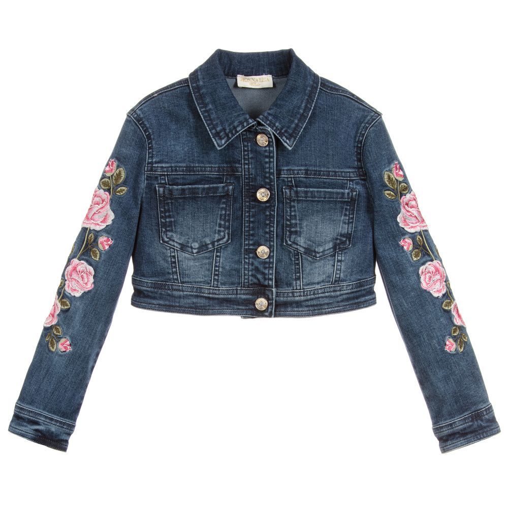 Monnalisa Chic - Girls Cropped Denim Jacket  | Childrensalon