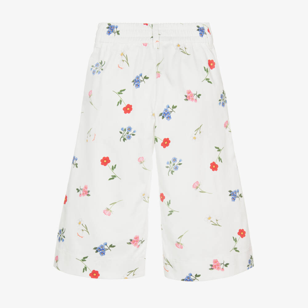 Monnalisa-Girls Cropped Floral Cotton Pants | Childrensalon Outlet