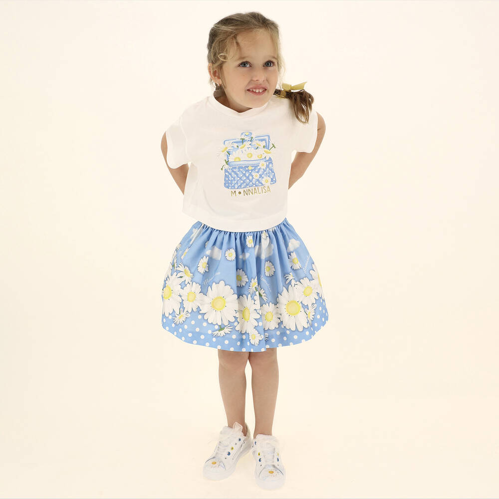 Monnalisa-Girls Cropped White T-Shirt | Childrensalon Outlet