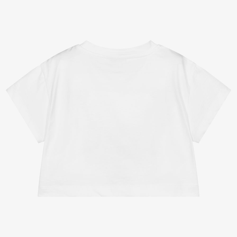 Monnalisa-Girls Cropped White T-Shirt | Childrensalon Outlet
