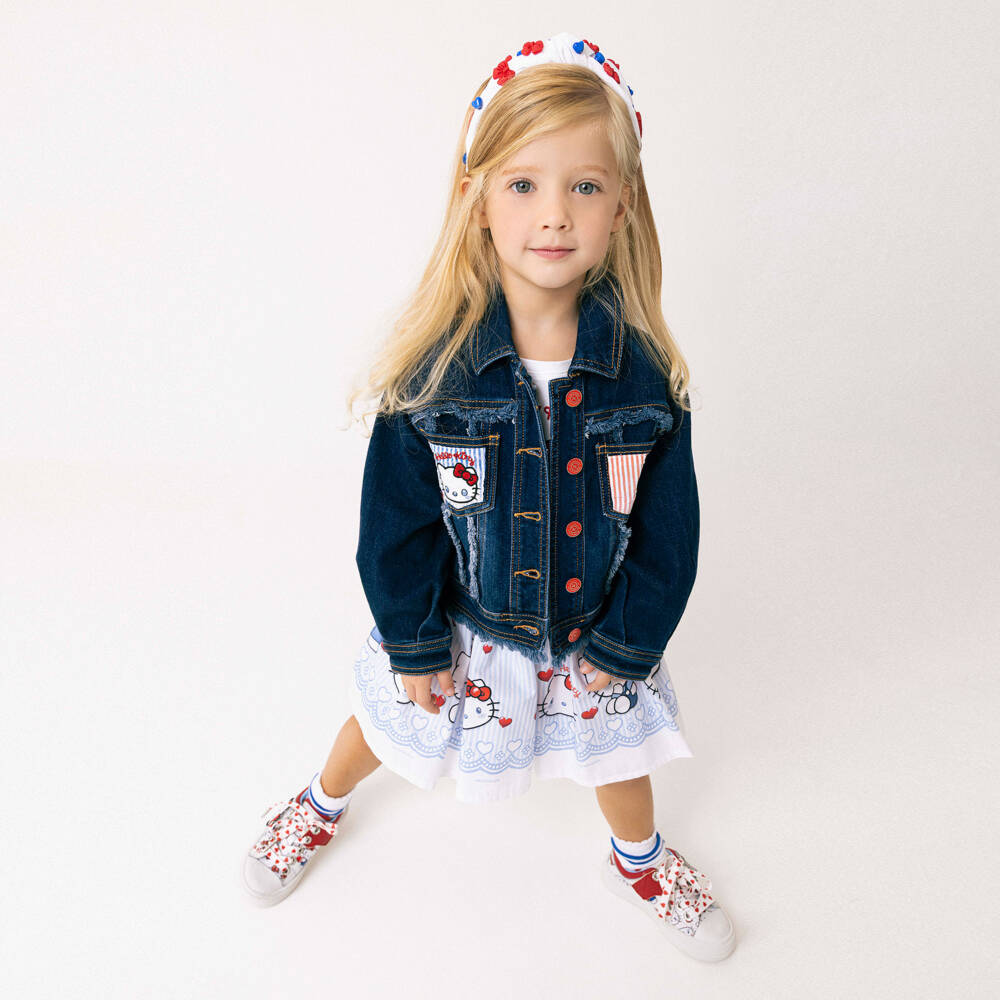 Monnalisa-Girls Dark Blue Hello Kitty Denim Jacket | Childrensalon Outlet