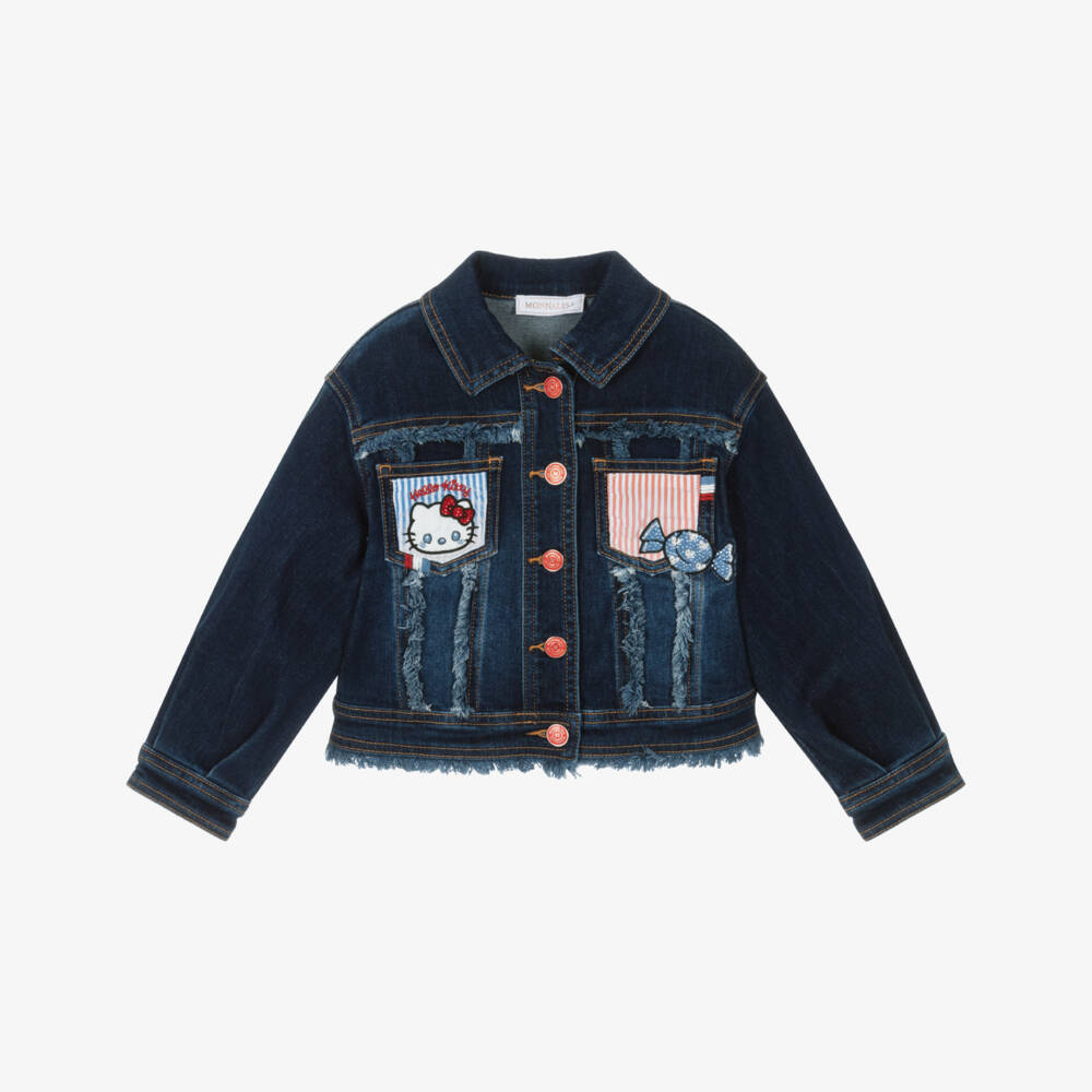 Monnalisa-Girls Dark Blue Hello Kitty Denim Jacket | Childrensalon Outlet
