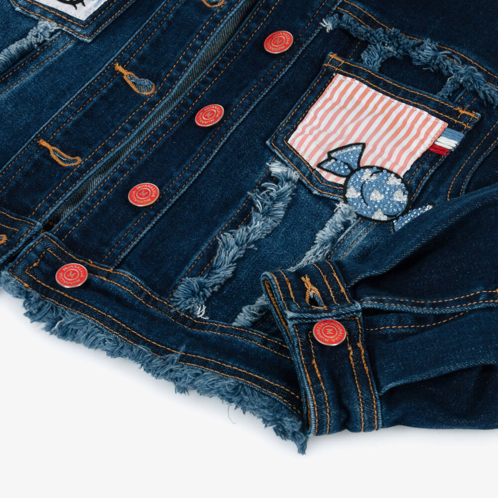Monnalisa-Girls Dark Blue Hello Kitty Denim Jacket | Childrensalon Outlet