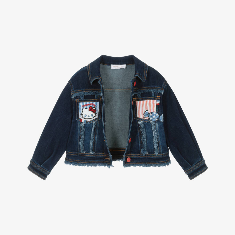 Monnalisa-Girls Dark Blue Hello Kitty Denim Jacket | Childrensalon Outlet