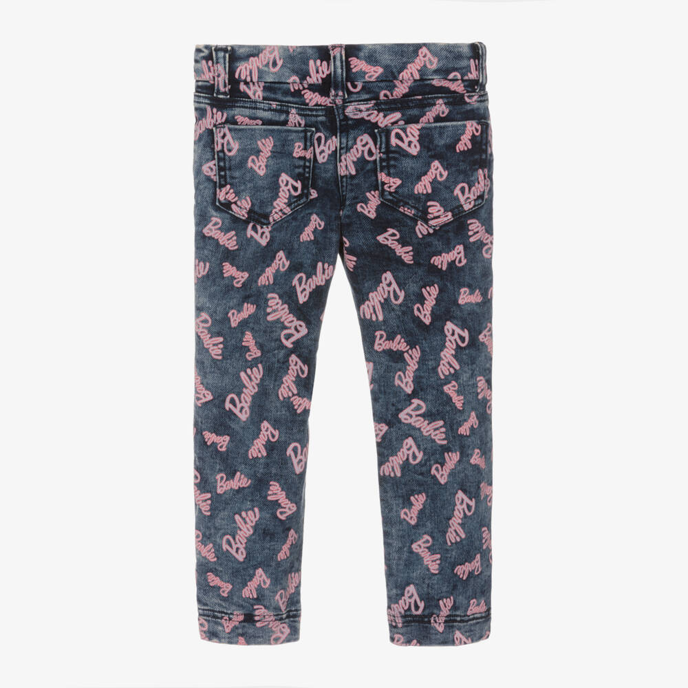 Monnalisa-جينز دنيم بطبعة باربي لون أزرق للبنات | Childrensalon Outlet