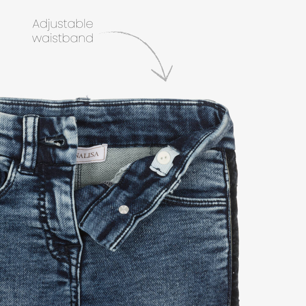 Monnalisa-Girls Denim Floral Skinny Trousers | Childrensalon Outlet