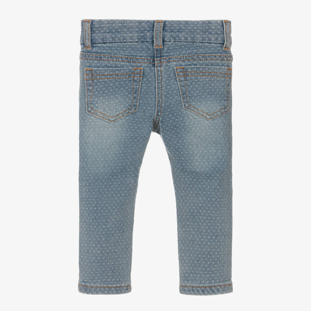 Monnalisa-Girls Denim Jeans with Teddy Embroidery | Childrensalon Outlet