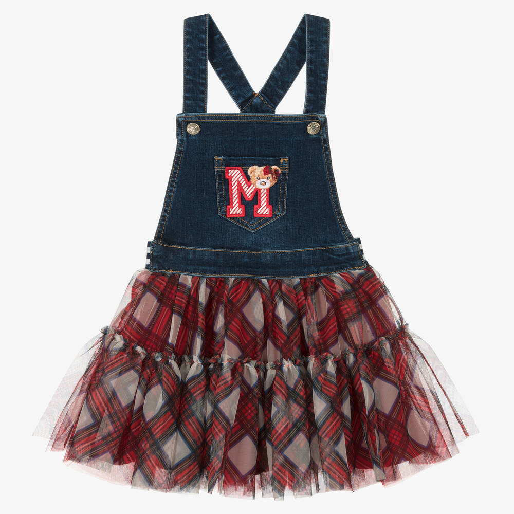 Monnalisa-Girls Denim Pinafore Dress  | Childrensalon Outlet