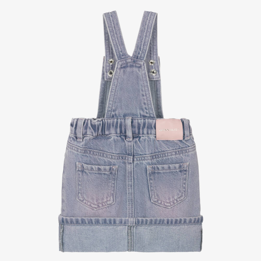 Monnalisa-Girls Denim Rose-Adorned Jumper Dress | Childrensalon Outlet