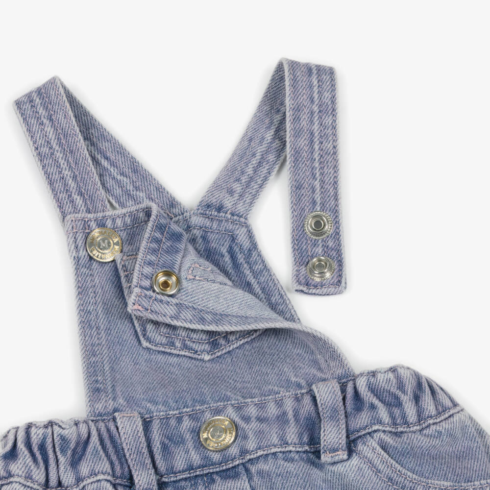 Monnalisa-Girls Denim Rose-Adorned Jumper Dress | Childrensalon Outlet