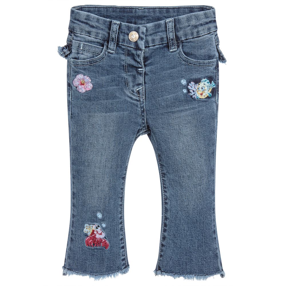 Monnalisa - Girls Disney Blue Denim Jeans | Childrensalon