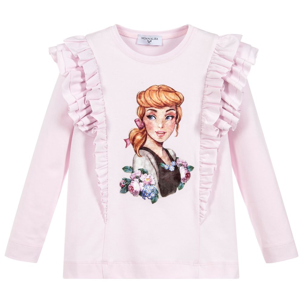 Monnalisa - Girls Disney Pink Cotton Top | Childrensalon