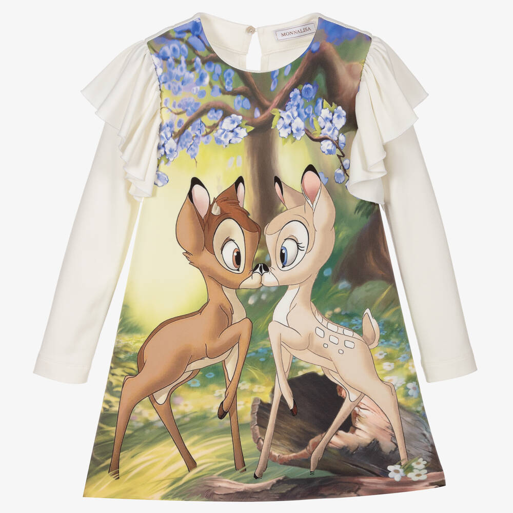 Monnalisa-Girls Elegant Bambi Print Dress | Childrensalon Outlet