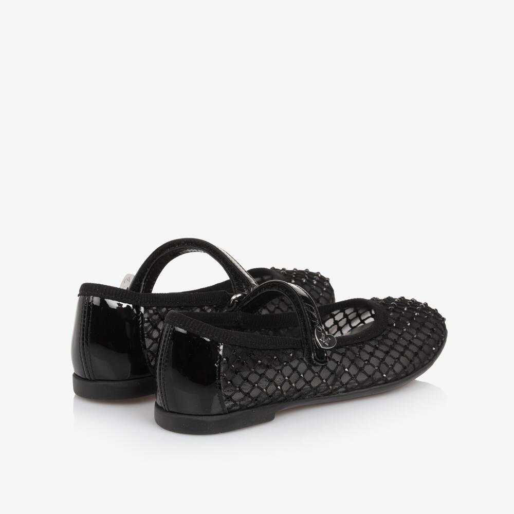 Monnalisa-حذاء مسطح أنيق للبنات باللون الأسود | Childrensalon Outlet