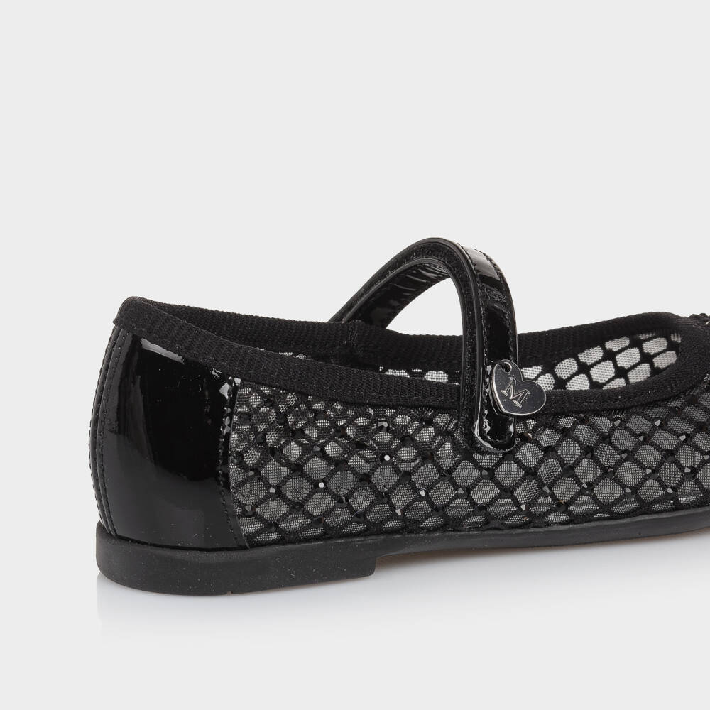 Monnalisa-حذاء مسطح أنيق للبنات باللون الأسود | Childrensalon Outlet