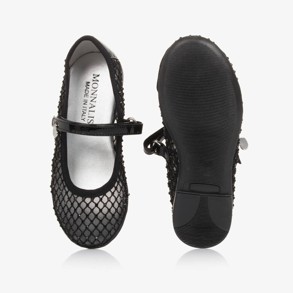 Monnalisa-حذاء مسطح أنيق للبنات باللون الأسود | Childrensalon Outlet
