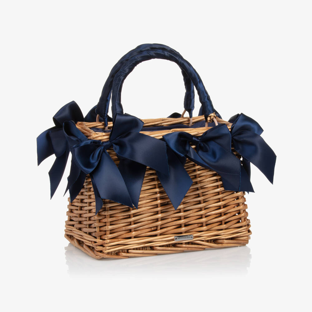 Monnalisa-Girls Elegant Blue Ribbon Handbag | Childrensalon Outlet