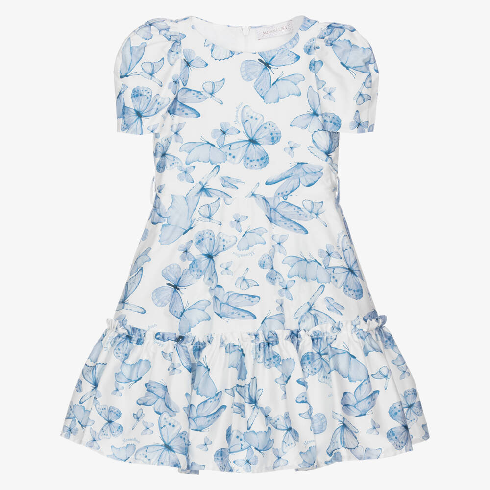 Monnalisa-Girls Elegant Cotton Butterfly Ensemble | Childrensalon Outlet