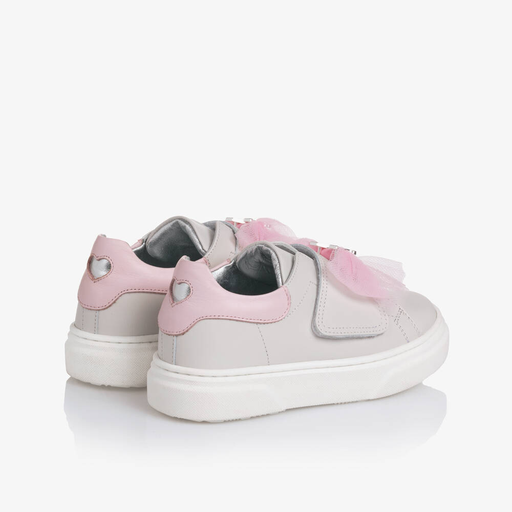 Monnalisa-حذاء رياضي رمادي أنيق للبنات مع فيونكة | Childrensalon Outlet