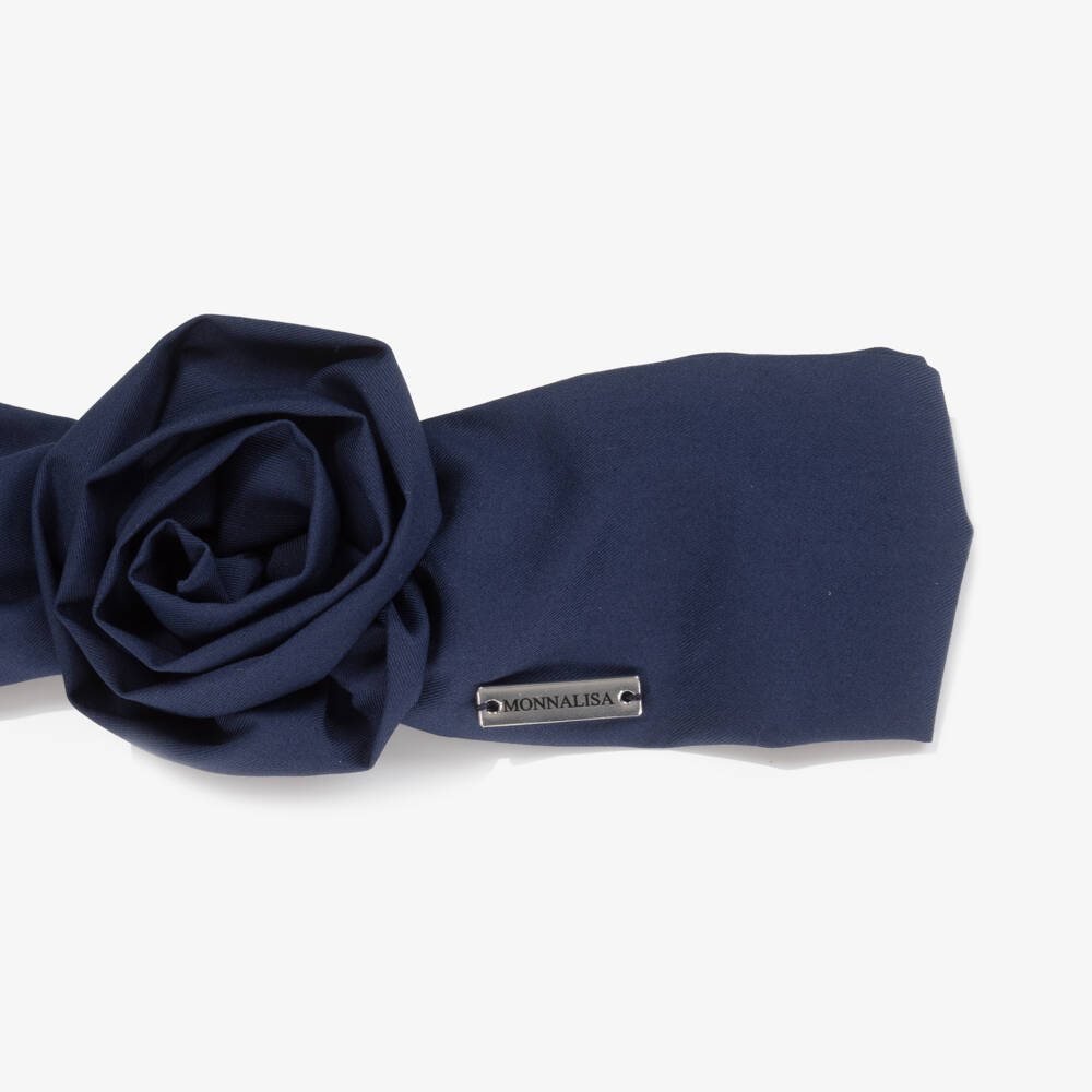 Monnalisa-طوق شعر أنيق باللون الكحلي للبنات مزين بالورود | Childrensalon Outlet