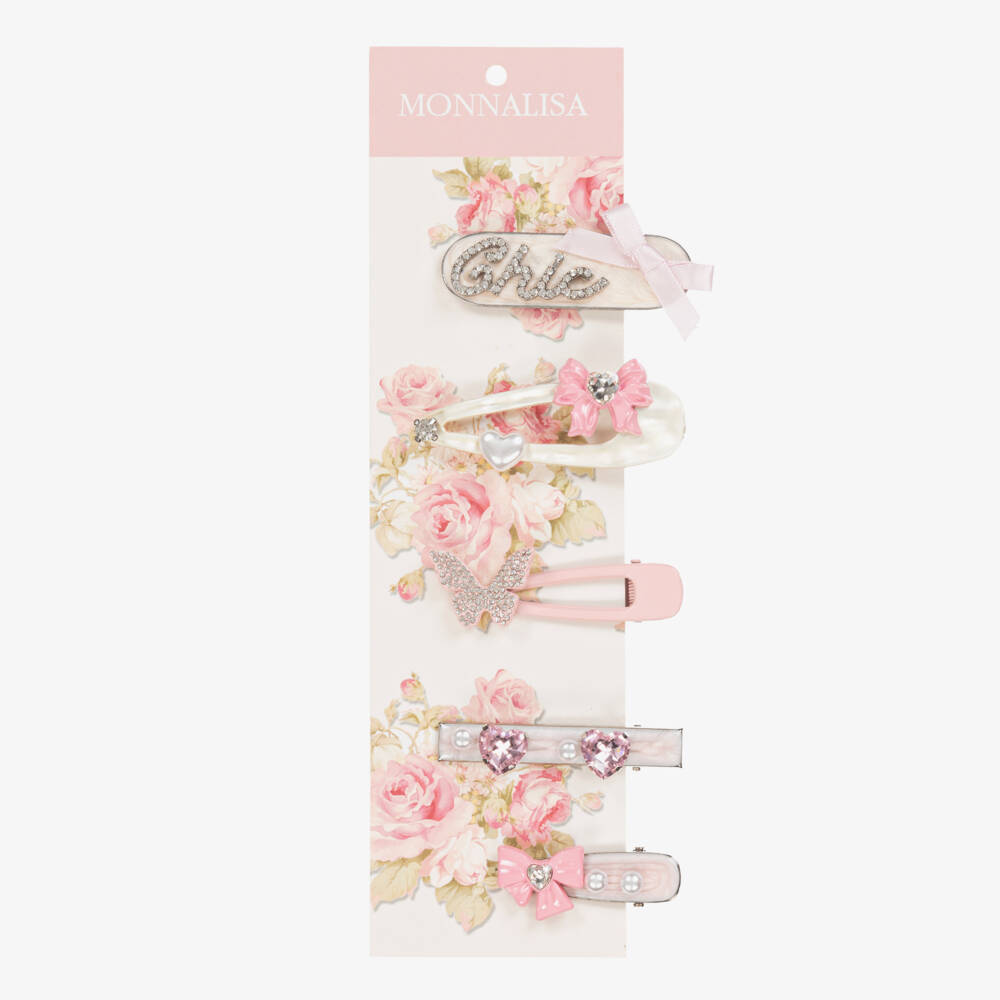 Monnalisa-Girls Elegant Pink Clip Set | Childrensalon Outlet