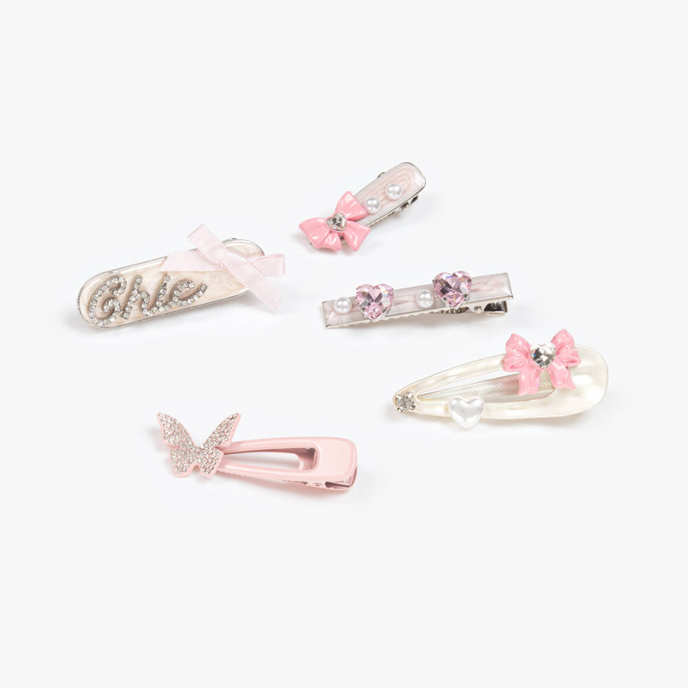 Monnalisa-Girls Elegant Pink Clip Set | Childrensalon Outlet