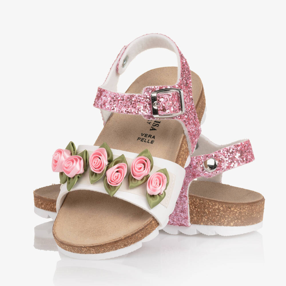 Monnalisa-Girls Elegant Pink Sparkle Sandals | Childrensalon Outlet