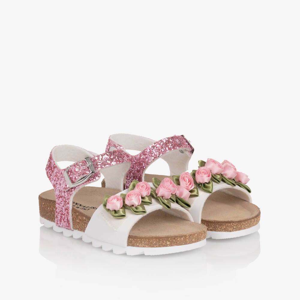 Monnalisa-Girls Elegant Pink Sparkle Sandals | Childrensalon Outlet