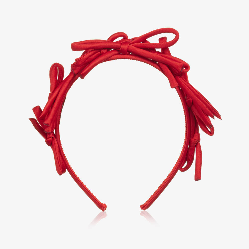 Monnalisa-Girls Elegant Red Satin Headband | Childrensalon Outlet