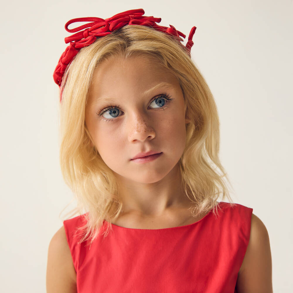 Monnalisa-Girls Elegant Red Satin Headband | Childrensalon Outlet