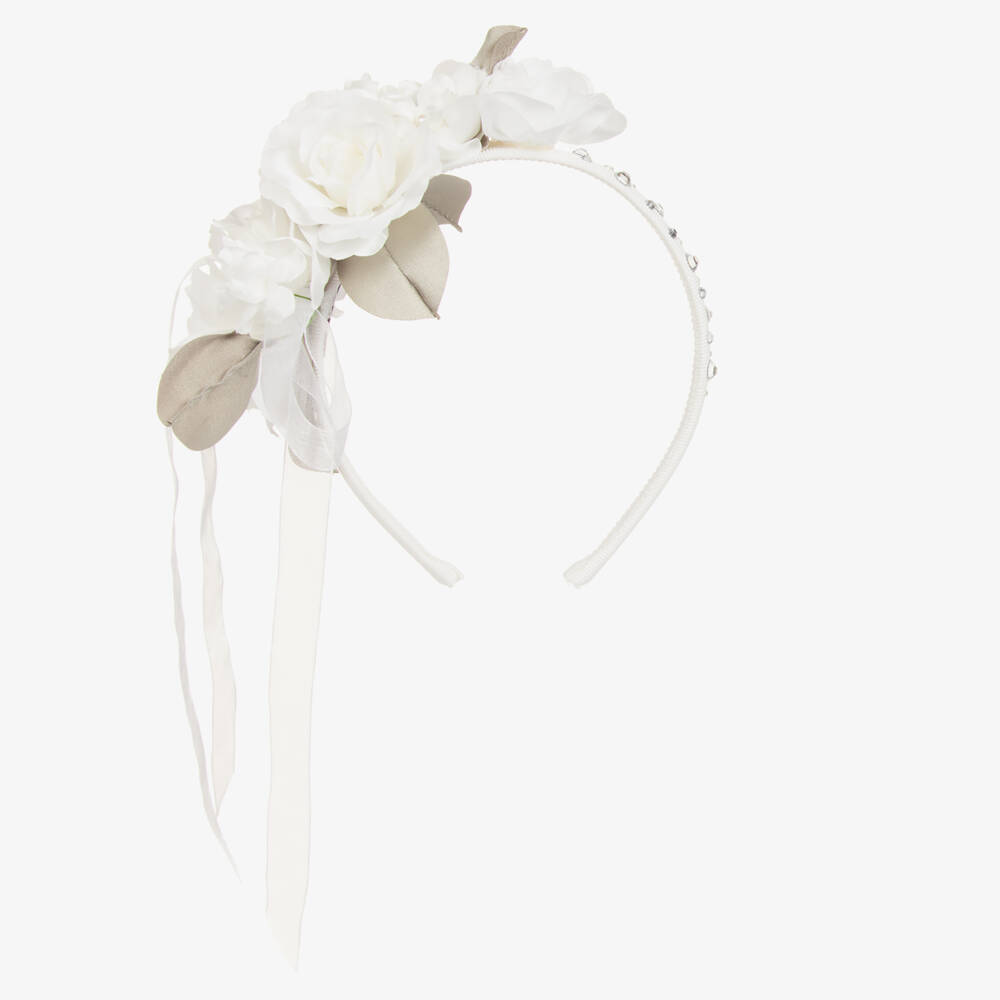 Monnalisa-Элегантная белая повязка с цветами для девочек | Childrensalon Outlet