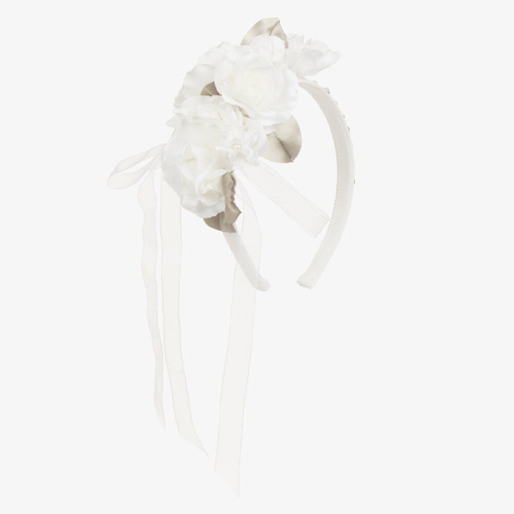 Monnalisa-Girls Elegant White Blossom Band | Childrensalon Outlet