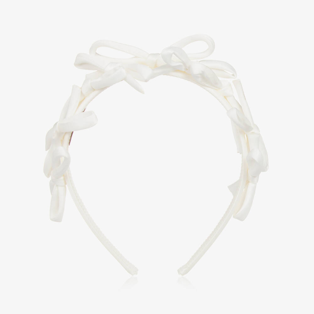 Monnalisa-Girls Elegant White Bow Headband | Childrensalon Outlet