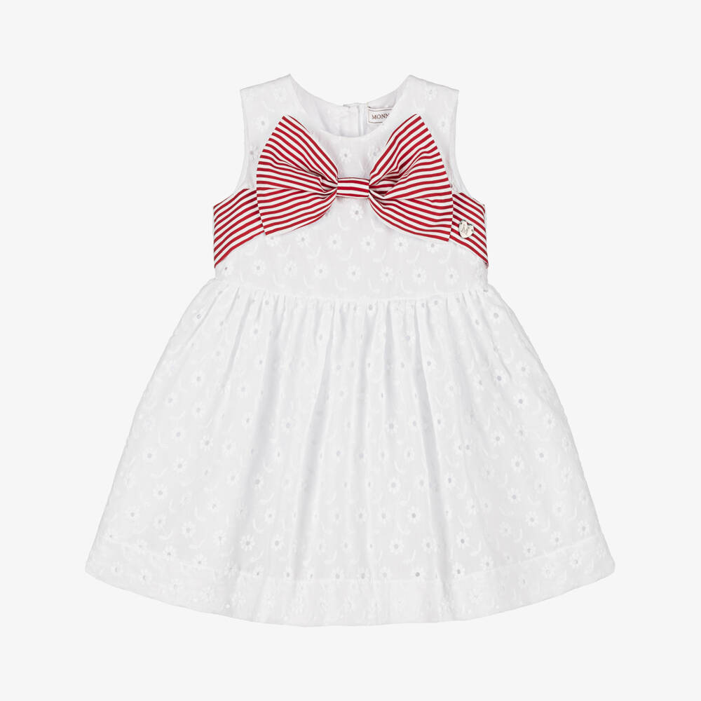 Monnalisa-Элегантное белое платье с ажурной вышивкой для девочек | Childrensalon Outlet